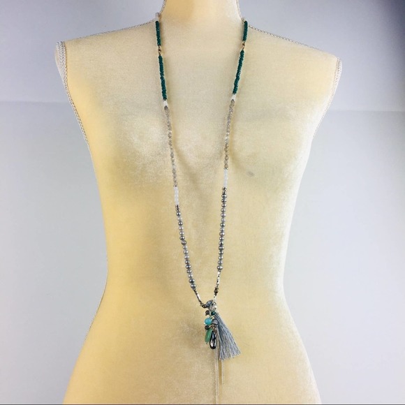 Tassel necklace with real pearls 20” - Picture 2 of 5